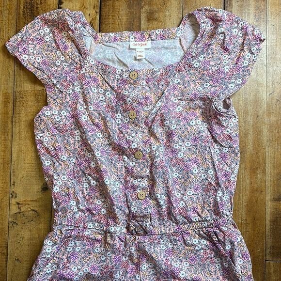 Cat & Jack Girls size 14 to 16 Pink Floral Romper Easter Spring - Picture 2 of 5